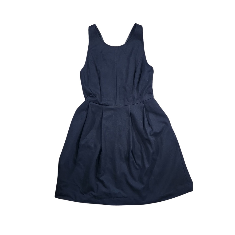 J. Crew Black Ponte Knit Pleated Fit and Flare Mini Dress With Pockets‎ Size 6
